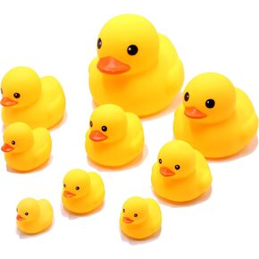 Bath Duck Toys 9 Pcs Rubber Duck Family Squeak & Float Ducks Baby Shower Toy for Toddlers Boys Girls