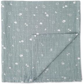 MORI Baby Boys and Girls Pre Washed Muslin Swaddle Cloth 110 x 110 cm in Blue - 100% Cotton Breathable Unisex Infant Receiving Blanket - Large