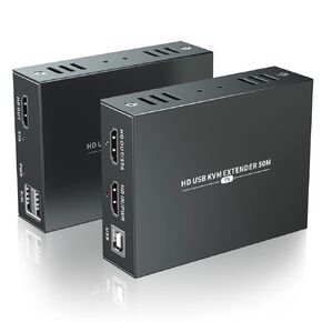 PWAYTEK HDMI KVM USB Extender for Remote Mouse and Keyboard Control of 1080P Signals Over 50m (164ft) Cat5 Cat6 Cat5e Cat7 Ethernet Cable