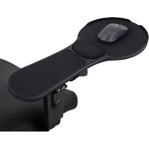 Upgraded Ergonomic Arm Rest Mouse Pad for Chair，Adjustable Mouse Tray with Wrist Cushion, Chair arm Mousepad, Black