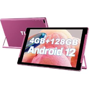 TJD Android 12 Tablet 10.1 Inch Tablets with Stand, 8GB RAM 128GB ROM 512GB Expandable, 6000mAh Fast Charge, 8MP Dual Camera, 2.4G/5G WiFi6, IPS HD Touch Screen (Rose)