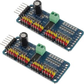 PCA9685 16 Channel PWM Servo Driver Board 12 bit IIC Interface Module Compatible with Arduino and Raspberry Pi (2pcs)