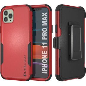 Punkcase for iPhone 11 Pro Max Belt Clip Holster Case [Patron Series] 4-1 Rugged & Protective Multilayer Phone Cover W/Integrated Kickstand for iPhone 11 Pro Max (6.5") (2019) [Black]