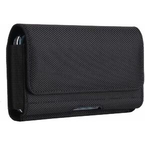 Nylon Cell Phone Holster with Belt Clip Loop Compatible with iPhone 15 Pro Max Galaxy S24+ S23+ S23 FE S21 FE Note 20 A55 A54 A53 A52 A34 A25 A15 Motorola Edge+ Edge 40 Pixel 8a 7a OnePlus Open 9 (L)