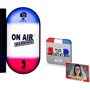 MuteLight by On Air Warning Video Conference Indicator, with On-Screen Mute Button. Big, Bright, 2-Sided LEDs. Change Colors. Mute Mic & Cam On Screen. Mac & PC. (Horizontal)