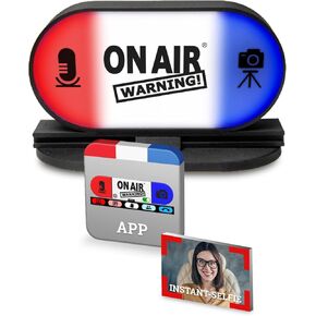 MuteLight by On Air Warning Video Conference Indicator, with On-Screen Mute Button. Big, Bright, 2-Sided LEDs. Change Colors. Mute Mic & Cam On Screen. Mac & PC. (Horizontal)