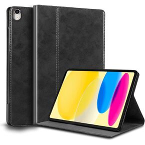for Ipad 10th Generation Case 2022 and Ipad 10th Gen 10.9 inch Genuine Leather Cover Protective Shell,Auto Wake/Sleep.Black
