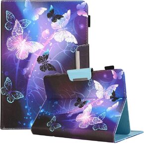9.5-10.5 inch Tablet Case, Universal Protective Cover Stand Folio Case for 9 10 10.1 Inch Android Touchscreen Tablet, Purple Butterfly