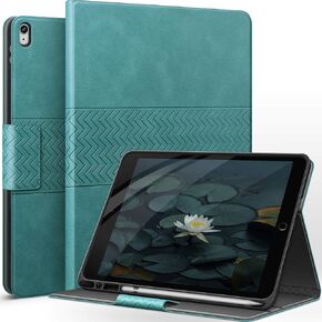 auaua Case for iPad Air 3rd Generation 2019 / iPad Pro 10.5 2017, with Built-in Apple Pencil Holder, Auto Sleep/Wake, Adjustable Angle, Vegan Leather (Brown)