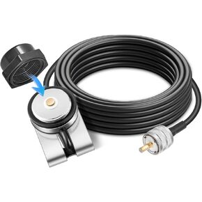 Anina Dual Band Antenna Lip Hatchback Mount Bracket NMO to PL259 Male RG58 Coax Cable, 16 ft UHF PL259 Male RG58 Pure Copper Coaxial Wire for Yaesu Vertex Kenwood Icom CB Mobile Radio w/NMO Rain Cap