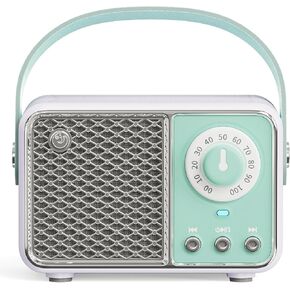 Retro Bluetooth Speaker, Vintage Decor, Portable Small Wireless Radio Bluetooth Speaker, Cute Aesthetic Style for Office Kitchen Desk Bedroom Outdoor Support TF Card/AUX (Beige)