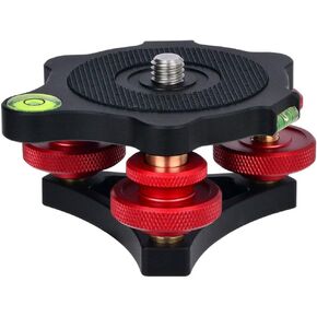 Koolehaoda Leveler Leveling Base with Bubble Level and 3/8 inch Screw, 3 Dials with +/-5 Degree Precision Adjustment, Aluminum Alloy Construction for Camera Tripod
