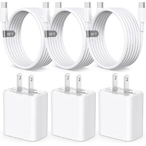 Fast Charging for Phone 15 Charger USB C Charger Compatible for Phone 15/15 Pro Max/15 Plus, 3-Pack 20W Type C Charger Block with 6FT USB C to C Cable in Kuwait