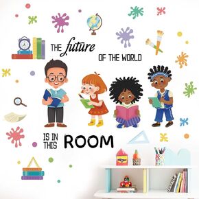 Classroom Wall Stickers - Inspirational Quotes Books Reading Playroom Wall Decals - Baby Kids Room Daycare School Library Wall Decor