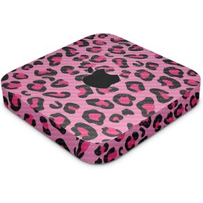 Carbon Fiber Skin Compatible with Apple Mac Mini M2 Pro (2023) - Pink Leopard - Premium 3M Vinyl Protective Wrap Decal Cover - Easy to Apply | Crafted in The USA by MightySkins