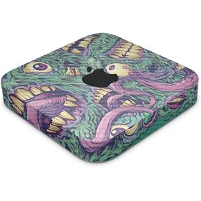 Carbon Fiber Skin Compatible with Apple Mac Mini M2 Pro (2023) - Eyes and Teeth - Premium 3M Vinyl Protective Decal Cover - Easy to Apply | Crafted in The USA by MightySkins