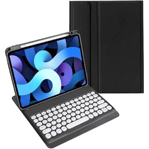 Keyboard Case for iPad Pro 11 Inch (M4) 2024 with Pencil Holder, Cute Candy Color Round Key Magnetic Detachable Keyboard for iPad 11" Pro 2024 (M4)，Black