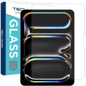 Tech Armor Screen Protector for iPad Pro 11 (2024) - Ballistic Tempered Glass, Apple Pencil Compatible, 9 H Hardness, Liquid Retina Display + Easy Installation Tray - 1 Pack