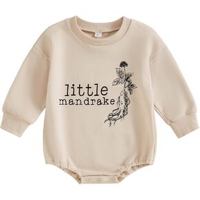 Gueuusu Unisex Baby Boy Girl Halloween Outfit Little Mandrake Bodysuit Long Sleeve Bubble Romper Magic Baby Outfit