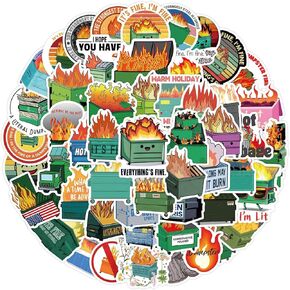 60PCS Dumpster fire Stickers Vinyl Waterproof PEGTMVE Stickers for Scrapbook,Journaling,Laptop,Bumper，Bike Skateboard Luggage