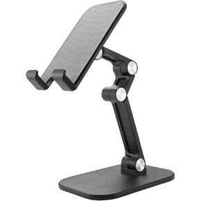 LAX Gadgets Tablet Stand, Angle Height Adjustable Phone Stand - iPhone Stand for Desk, Foldable iPad Stand, Cell Phone Stand Holder Compatible with All Smartphones/iPhone/iPad/Kindle- White