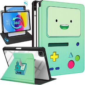 حافظة لطيفة دوارة لجهاز iPad Pro 12.9/Air 13 بوصة M2 - للنساء والفتيات والأطفال والمراهقات جرلي Kawaii كارتون مضحك تصميم جميل غطاء حماية 360 درجة حامل دوار، فطر