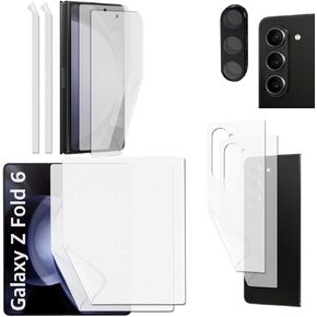 [2SET 9PCS] Samsung Galaxy Z Fold 6 5G 2024 Premium TPU film Screen Protector with Hinge Protector [Self-healing(Clear) 2set 8pcs] [1 Tempered Glass Lens protector] [Perfect Fit for foldable Screen] KIKNKILIN