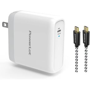 100W USB C Charger PowerLot Fast Wall Charger PD 3.0 GaN Type C Charging, Power Adapter with 5A 6ft Cable, Universal Charger Block for MacBook, iPad, iPhone 14, Pixel, Chromebook and USB-C Laptops