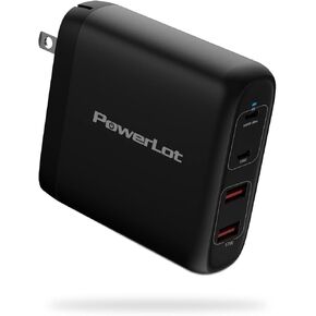 شاحن USB C بقوة 100 واط، شاحن جداري سريع PowerLot PD 3.0 GaN من النوع C، محول طاقة مع كابل 5A بطول 6 أقدام، كتلة شاحن عالمية لأجهزة MacBook وiPad وiPhone 14 وPixel وChromebook وأجهزة الكمبيوتر المحمولة USB-C