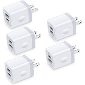 USB Wall Charger,Charging Block,5Pack 2.1A Quick Dual Port Plug Charger Box Cubes for iPhone 15 14 13 12 11 Pro Max XR 8 7 6 Plus,Samsung Galaxy S24 S23 S23+ S22 S21 Ultra S10 S20 Plus A14 A15 A33 A53