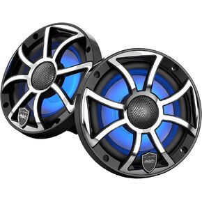 wet sounds REVO 6 XS-B-SS V3 - Revolution Series 6.5" RGB LED Marine Coaxial Speakers with Black/Stainless XS Grilles, Pair