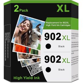 خرطوشة حبر سوداء 902XL (عبوتان) متوافقة مع خراطيش حبر HP Ink 902 XL 902xl لطابعات HP OfficeJet Pro 6978 6958 6968 6962 OfficeJet 6970 6975 6960 6950 6954 6951 6956 6961 6963 6964 in Kuwait