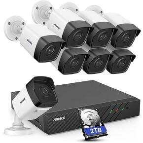 ANNKE H500 8 Camera PoE Security System H.265+ 8CH NVR with 2TB HDD, 24/7 Audio Recording, 5MP Outdoor Wird Bullet IP Camera, SD Card Slot, 100ft EXIR Night Vision, IP67 Waterproof, Works with Alexa