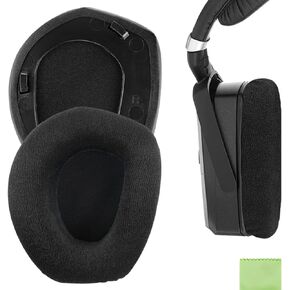 Geekria Comfort Velour Replacement Ear Pads for Sennheiser RS165, RS175, HDR165, HDR175, RS185, HDR185, RS195, HDR195 Headphones Ear Cushions, Headset Earpads, Ear Cups Repair Parts (Plastic Ring)