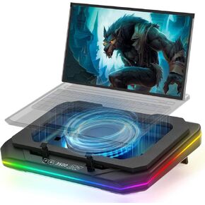 Rapid Laptop Cooling Pad for MSI Titan Stealth Raider Series 16-18 inch Gaming Laptop, Powerful Turbofan (3500 RPM) Cooler Stand, with Infinitely Variable Speed,Touch Control,LCD Screen,6 RGB Light