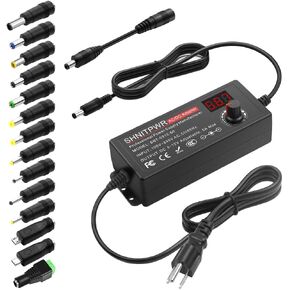 SHNITPWR 60W Universal Power Supply DC 3V 4V 4.5V 5V 6V 7V 7.5V 8V 9V 10V 11V 12V Adjustable Variable Power Adapter 100V-240V AC to DC Converter 1A 2A 2.5A 3A 4A 5A with 14 Tips & Polarity Converter