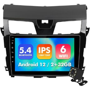 10.1 Inch WiFi 6 IPS Touchscreen Android 12 Bluetooth 5.4 Car Stereo for Nissan Altima with Wireless CarPlay & Android Auto 2+32GB Car Radio, Support GPS, FM Radio, Backup Camera, SWC,Dual USB