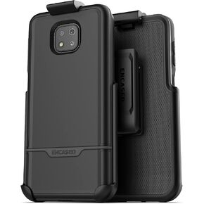 Encased Moto G Power 2021 Belt Clip Case (Rebel) Military Grade Full Body Rugged Cover Holster (Motorola G Power2021 ONLY) Black