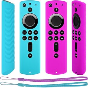 Pinowu Remote Case for Fire TV Stick 4K Compatible with All-New 2nd Gen Alexa Voice Remote Control Cover (2 Pack: Turquoise and Purple)