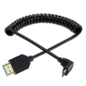Qaoquda 8K Mini HDMI to HDMI Coiled Cable, 90 Degree Angle Mini HDMI Male to HDMI Male Spring Cord 2.1V 8K@60Hz 4K@120Hz for Tablet Graphics/Video Card, Laptop, and More (1.2M/4FT) (Down Angle)