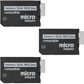 Skywin Memory Stick Pro Duo Adapter - 3 Pack Card Reader for PSP Memory Card Duo Adapter, Easy-to-Use Card Holder Compatible with Playstation Card, Camera, or Handycam, Black, SW-243-T1933MSDPRODA3P