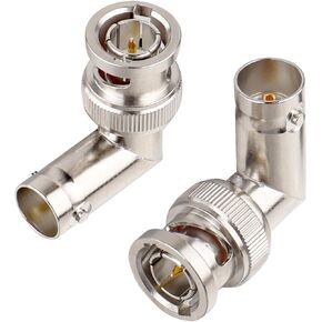 2PCS BNC Male to Female Adapter 75 Ohm BNC Right Angle Connector for 3G/6G HD SDI Cable CCTV Video Transmitter Camera System