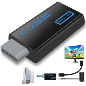 Herfair HDMI Adapter for Wii Console, 1080P HDMI Adapter with 3.5mm Audio Output Compatible with Wii Console to Play Games on Modern HDMI TV/Monitor - Supports All Display Modes (Black, Plug & Play)