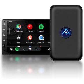 Wireless Android Auto Car Adapter 2024 Nano Series - Instant Connection from Smartphone to Screen - Smallest Wireless Android Adapter - AutoSky – USB-A and USB-C Cables – Wired Android Auto Required