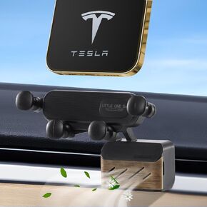 for Tesla Model 3 & Model Y Air Vent,2in1 Car Phone Mount Base with Yellow Aromatherapy Grid,Gravity Automatic Clamping Holder for All Cellphone iPhone Samsung Motorola TCL etc