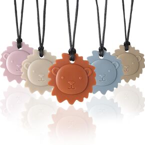 Chewy Necklace Sensory Toys, 5packs Silicone Chew Necklaces for Sensory Kids with Autism, ADHD, Anxiety or Other Special Need, Chew Necklace Reduces Chewing Fidgeting for Children