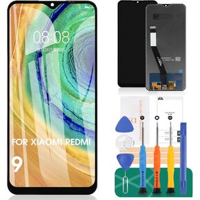 for Xiaomi Redmi 9 Screen Replacement for Xiaomi Redmi 9 LCD Screen for Xiaomi Redmi 9 Display M2004J19G, M2004J19C Digitizer Touch Screen Assembly Repair Parts with Tools (Black LCD No Frame)