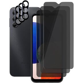 (3+3) For Samsung Galaxy A14 4G / 5G (3 Pack) Anti Spy Private Tempered Glass Film Privacy Screen Protector and (3 Pack) Camera Lens Protector, 9H Hardness, 2.5D, Anti Scratch