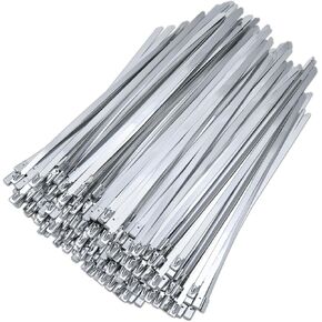 Foneso Metal Zip Ties (7.9 Inch 500PCS), 304 Stainless Steel Short Zip Ties Multi-Purpose Heavy Duty Self-Locking Cable Ties for machinery, fence, vehicles, farms, cables, pipesas well