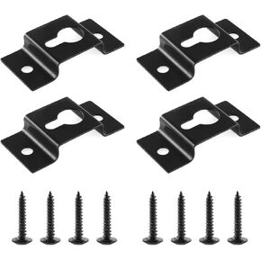 Hanging Speaker Bracket 4PCS Black Wall Mount Iron Hook Hanger Plate Connectors with Mounting Screws for Surround Sound Box Audio Speaker Keyhole Hanger